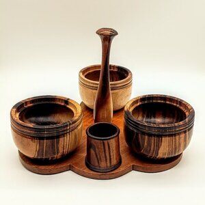 Vintage Handmade Wood Serving Bowl Tray